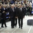 Claude Bartolone, Bernard Cazeneuve et François Hollande - François Hollande et de nombreux membres du gouvernement ont participé à un hommage républicain à Henri Emmanuelli à Mont-de-Marsan le 25 mars 2017.