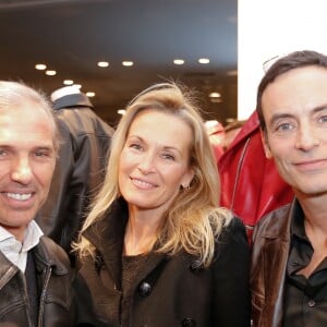 Exclusif - Paul Belmondo, Estelle Lefébure, Anthony Delon - Lancement de la marque de vêtements de cuir "Anthony Delon 1985" chez Montaigne Market à Paris. Le 7 mars 2017 © Philippe Doignon / Bestimage