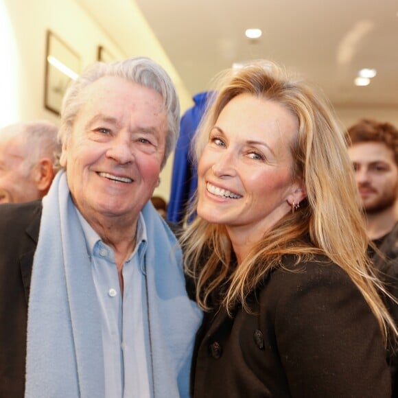 Exclusif - Alain Delon et Estelle Lefébure - Lancement de la marque de vêtements de cuir "Anthony Delon 1985" chez Montaigne Market à Paris. Le 7 mars 2017 © Philippe Doignon / Bestimage