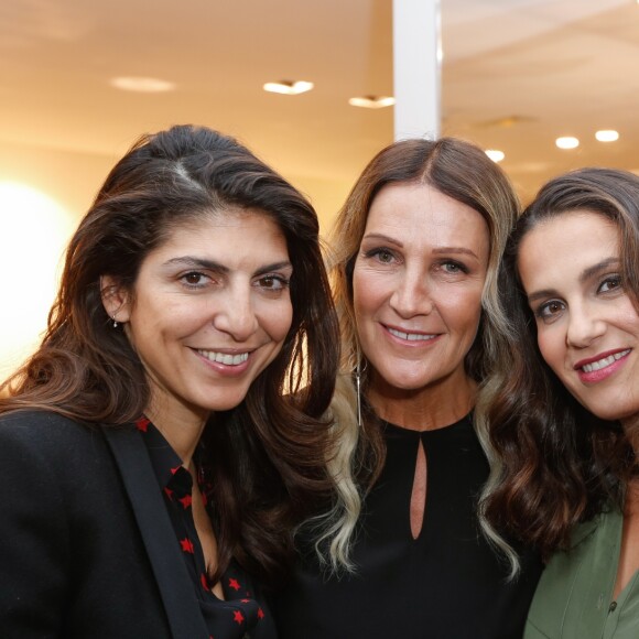 Exclusif - Hoda Roche, Liliane Jossua (directrice du Montaigne Market), Elisa Tovati - Lancement de la marque de vêtements de cuir "Anthony Delon 1985" chez Montaigne Market à Paris. Le 7 mars 2017 © Philippe Doignon / Bestimage