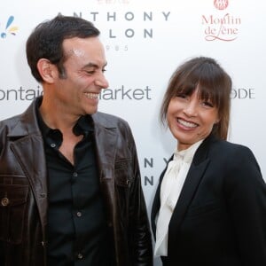 Exclusif - Anthony Delon, Caroline Nielsen (Ex-compagne de P. Bruel) - Lancement de la marque de vêtements de cuir "Anthony Delon 1985" chez Montaigne Market à Paris. Le 7 mars 2017 © Philippe Doignon / Bestimage