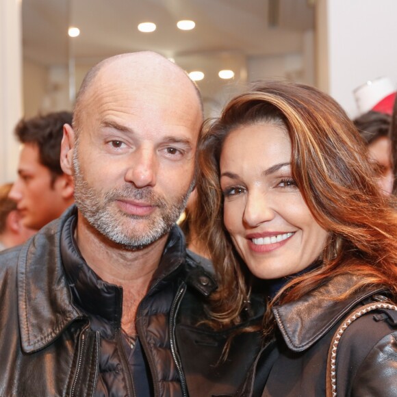 Exclusif - Bruno Ledoux, Nadia Farès - Lancement de la marque de vêtements de cuir "Anthony Delon 1985" chez Montaigne Market à Paris. Le 7 mars 2017 © Philippe Doignon / Bestimage