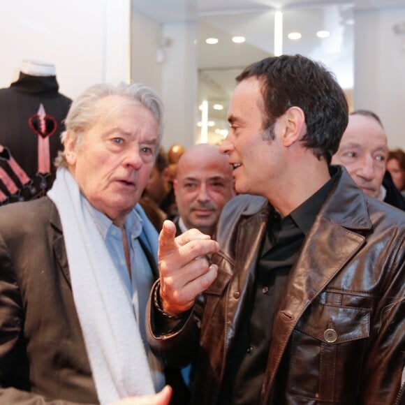 Exclusif - Alain Delon et son fils Anthony Delon - Lancement de la marque de vêtements de cuir "Anthony Delon 1985" chez Montaigne Market à Paris. Le 7 mars 2017 © Philippe Doignon / Bestimage