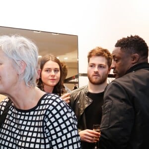 Exclusif - Alain Delon et Annie Lemoine - Lancement de la marque de vêtements de cuir "Anthony Delon 1985" chez Montaigne Market à Paris. Le 7 mars 2017 © Philippe Doignon / Bestimage