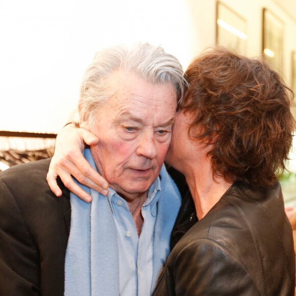 Exclusif -  Alain Delon, Anne Le Nen - Lancement de la marque de vêtements de cuir "Anthony Delon 1985" chez Montaigne Market à Paris. Le 7 mars 2017 © Philippe Doignon / Bestimage