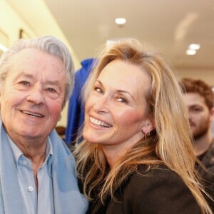 Exclusif - Alain Delon et Estelle Lefébure - Lancement de la marque de vêtements de cuir "Anthony Delon 1985" chez Montaigne Market à Paris. Le 7 mars 2017 © Philippe Doignon / Bestimage