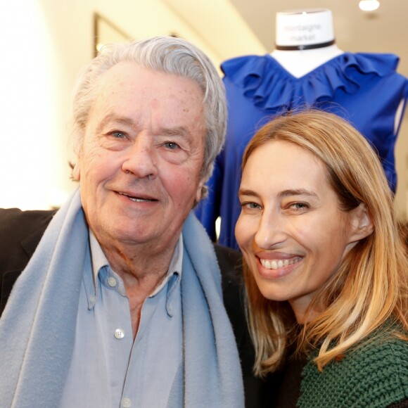 Exclusif - Alain Delon et Alexandra Golovanoff - Lancement de la marque de vêtements de cuir "Anthony Delon 1985" chez Montaigne Market à Paris. Le 7 mars 2017 © Philippe Doignon / Bestimage