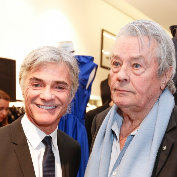 Exclusif -  Cyril Viguier, Alain Delon - Lancement de la marque de vêtements de cuir "Anthony Delon 1985" chez Montaigne Market à Paris. Le 7 mars 2017 © Philippe Doignon / Bestimage