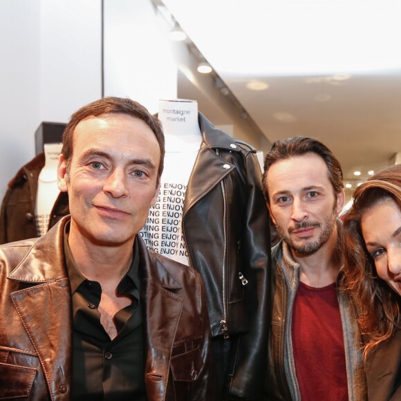 Exclusif - Anthony Delon, Michaël Cohen, Nadia Farès - Lancement de la marque de vêtements de cuir "Anthony Delon 1985" chez Montaigne Market à Paris. Le 7 mars 2017 © Philippe Doignon / Bestimage