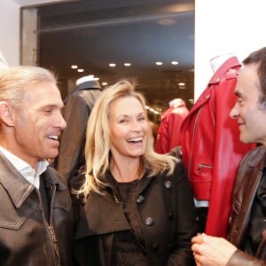 Exclusif - Paul Belmondo, Estelle Lefébure, Anthony Delon - Lancement de la marque de vêtements de cuir "Anthony Delon 1985" chez Montaigne Market à Paris. Le 7 mars 2017 © Philippe Doignon / Bestimage