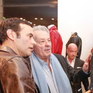 Exclusif - Alain Delon et son fils Anthony Delon - Lancement de la marque de vêtements de cuir "Anthony Delon 1985" chez Montaigne Market à Paris. Le 7 mars 2017 © Philippe Doignon / Bestimage