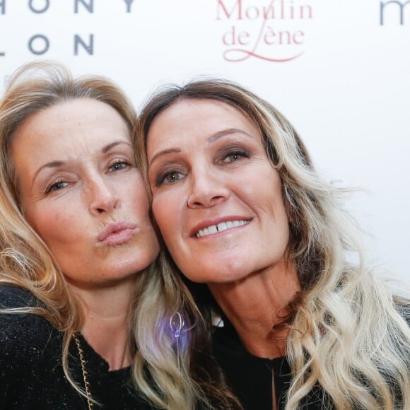 Exclusif - Estelle Lefébure et Liliane Jossua (directrice du Montaigne Market) - Lancement de la marque de vêtements de cuir "Anthony Delon 1985" chez Montaigne Market à Paris. Le 7 mars 2017 © Philippe Doignon / Bestimage