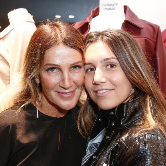 Exclusif - Liliane Jossua (directrice du Montaigne Market), Constance Ayache (fille de Sylvie Rousseau) - Lancement de la marque de vêtements de cuir "Anthony Delon 1985" chez Montaigne Market à Paris. Le 7 mars 2017 © Philippe Doignon / Bestimage 03/2017