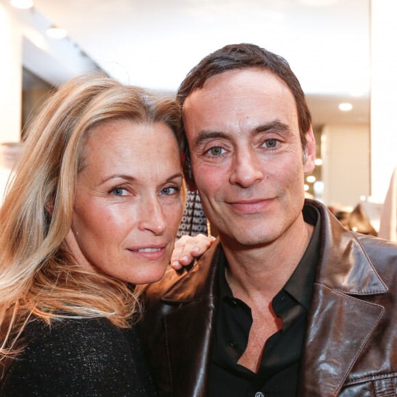 Exclusif - Prix Spécial - No Web No Blog - Estelle Lefébure et Anthony Delon - Lancement de la marque de vêtements de cuir "Anthony Delon 1985" chez Montaigne Market à Paris. Le 7 mars 2017 © Philippe Doignon / Bestimage  No Web No Blog pour Belgique et Suisse07/03/2017 - Paris
