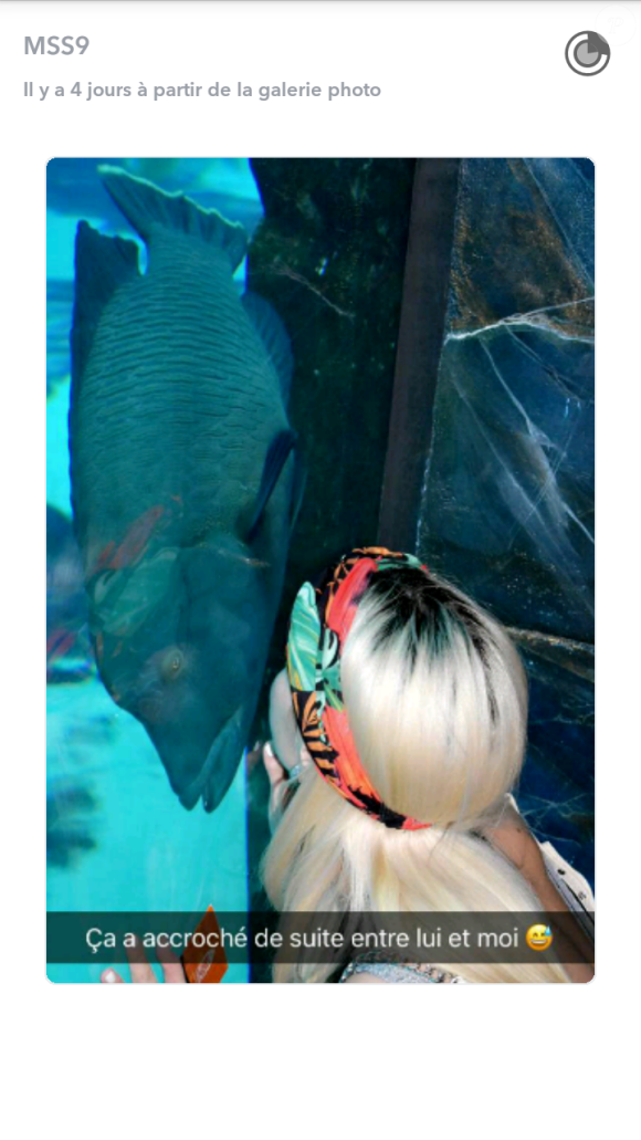 Mélanie Da Cruz dans un aquarium, à Dubaï avec Anthony Martial, mars 2017, Snapchat