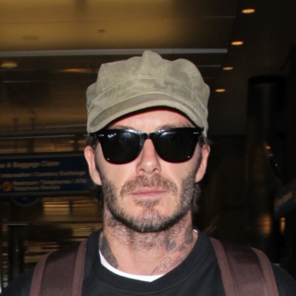 David Beckham arrive à l'aéroport de LAX à Los Angeles, le 2 février 2017.