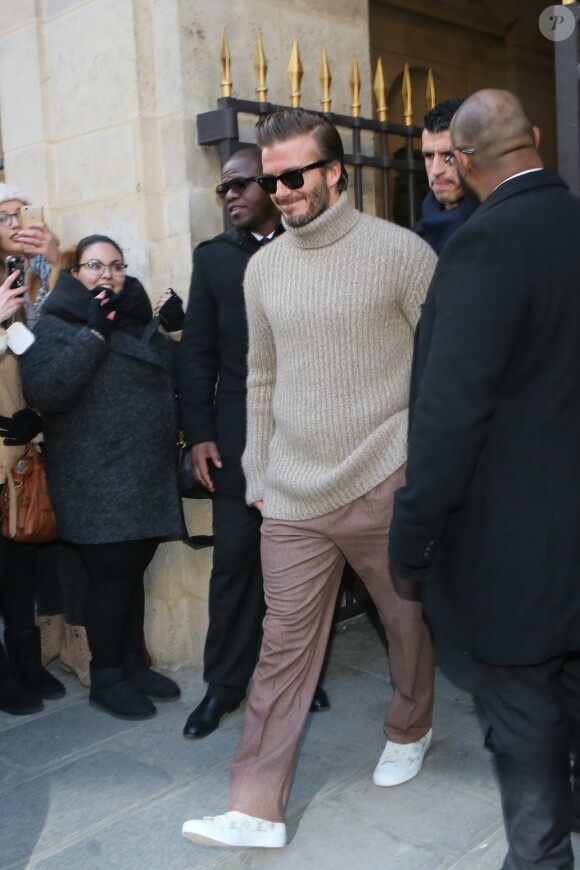 David Beckham à la sortie du défilé de mode "Louis Vuitton" homme collection Automne/Hiver 2017-2018 à Paris le 19 janvier 2017. © CVS / Veeren / Bestimage