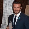 David Beckham, ambassadeur de bonne volonté de l'UNICEF illumine l'Empire State Building pour les 70 ans de l'UNICEF le 12 décembre 2016.