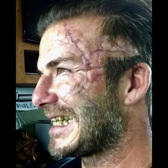 David Beckham dévoile une photo de sa participation au film "Le Roi Arthur : La Légende d'Excalibur" sur Instagram le 28 mars 2017.
