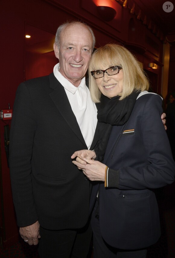 Exclusif - Mireille Darc et son mari Pascal Desprez à la générale de la pièce "A torts et à raison" au théâtre Hébertot à Paris le 25 janvier 2016. © Coadic Guirec/Bestimage