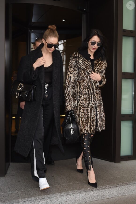 Gigi Hadid et sa soeur Bella à Milan pendant la semaine de la mode, la fashion week le 22 février 2017