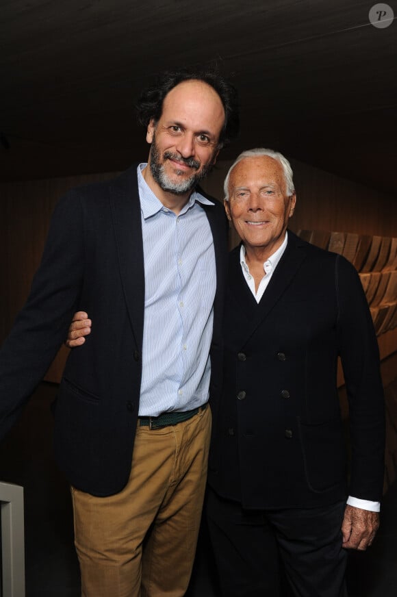 Luca Guadagnino, Giorgio Armani - Ouverture de la nouvelle boutique Armani/Casa en marge du Salon International du Meuble de Milan, le 3 avril 2017.