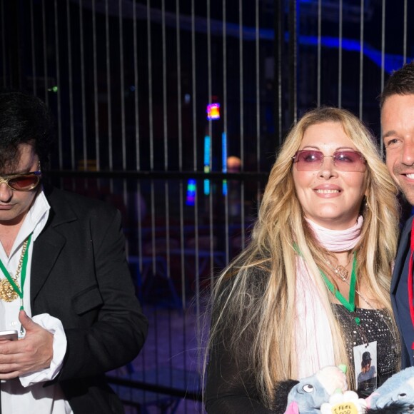 Semi-exclusif - Loana Petrucciani, son compagnon Phil Storm et son ami Eryl Prayer avant la représentation du cirque Pinder pour une soirée spéciale "Soupe En Scène" imaginée par le Chef Fabrice Bonnot au profit de l'association lyonnaise le foyer notre-dame des sans-abri, à Lyon, France, le 12 avril 2017. © Agence/Bestimage