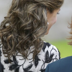 Le roi Felipe VI et la reine Letizia d'Espagne présidaient à la cérémonie du prix Cervantes à l'université d'Alcala de Henares, le 20 avril 2017.