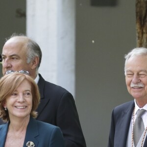 Le roi Felipe VI et la reine Letizia d'Espagne présidaient à la cérémonie du prix Cervantes à l'université d'Alcala de Henares, le 20 avril 2017.