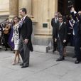 Le roi Felipe VI et la reine Letizia d'Espagne présidaient à la cérémonie du prix Cervantes à l'université d'Alcala de Henares, le 20 avril 2017.