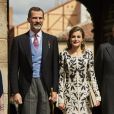 Le roi Felipe VI et la reine Letizia d'Espagne lors de la cérémonie du prix Cervantes à l'université d'Alcala de Henares, Espagne, le 20 avril 2017. © Jack Abuin/Zuma Press/Bestimage