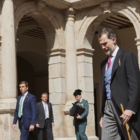 Le roi Felipe VI et la reine Letizia d'Espagne lors de la cérémonie du prix Cervantes à l'université d'Alcala de Henares, Espagne, le 20 avril 2017. © Jack Abuin/Zuma Press/Bestimage