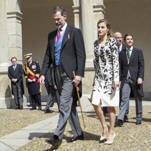 Le roi Felipe VI et la reine Letizia d'Espagne lors de la cérémonie du prix Cervantes à l'université d'Alcala de Henares, Espagne, le 20 avril 2017. © Jack Abuin/Zuma Press/Bestimage