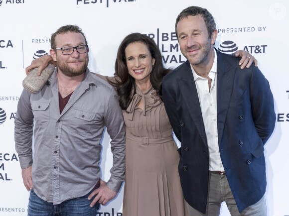 James Adomian, Andie MacDowell et Chris O'Dowd à l'After Party For Love After Love lors du Festival du Film Tribeca 2017 au théâtre SVA à New York, le 22 avril 2017