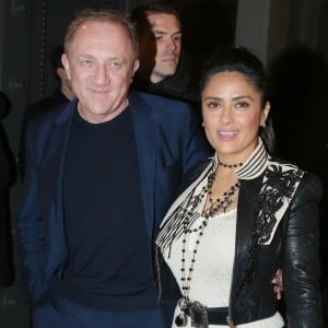 Salma Hayek et son mari François-Henri Pinault - Arrivées au défilé de mode "Fenty Puma by Rihanna" à la Bibliothèque Nationale à Paris, le 6 mars 2017.