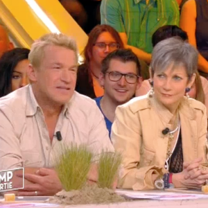 Gilles Verdez et Géraldine Maillet critiquent Julien Castaldi dans "Touche pas à mon poste" sur C8. Le 26 avril 2017.