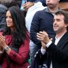 Arnaud Lagardère et sa femme Jade Foret - People dans les tribunes des internationaux de France de tennis à Roland Garros le 1er juin 2016.