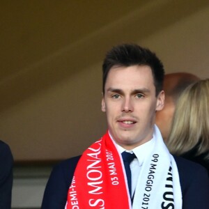 Andrea Casiraghi, Louis Ducruet et sa compagne Marie lors de la demi-finale aller de la Ligue des Champions entre l'AS Monaco et la Juventus de Turin au stade Louis II à Monaco le 3 mai 2017 (0-2). © Bruno Bebert/Bestimage