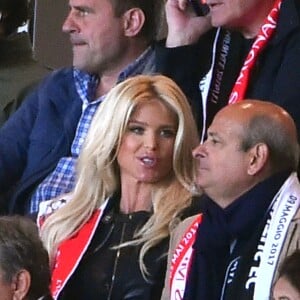 Victoria Silvstedt lors de la demi-finale aller de la Ligue des Champions entre l'AS Monaco et la Juventus de Turin au stade Louis II à Monaco le 3 mai 2017 (0-2).