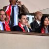 Andrea Casiraghi, Louis Ducruet et sa compagne Marie lors de la demi-finale aller de la Ligue des Champions entre l'AS Monaco et la Juventus de Turin au stade Louis II à Monaco le 3 mai 2017 (0-2).