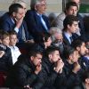 Lavinia Borromeo, ses enfants, Flavio Briatore et son fils Nathan, Sami Khedira lors de la demi-finale aller de la Ligue des Champions entre l'AS Monaco et la Juventus de Turin au stade Louis II à Monaco le 3 mai 2017 (0-2).