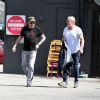 Exclusif - Johnny Hallyday a déjeuné au restaurant 26 Beach à Venice avec son ami Jean-Claude Darmon et son manager Sébastien Farran le 22 avril 2017.