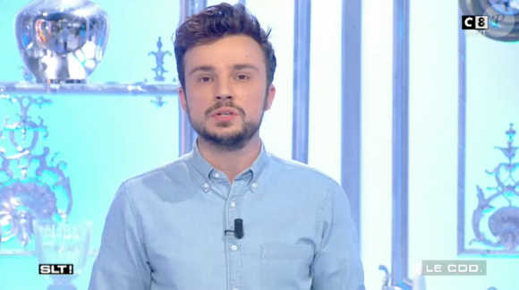 Laurent Baffie piégé par son fils avec la complicité de Tom Villa dans "Salut les Terriens !" sur C8. Le 13 mai 2017.