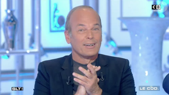 Laurent Baffie piégé par son fils avec la complicité de Tom Villa dans "Salut les Terriens !" sur C8. Le 13 mai 2017.