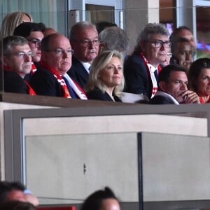 Vadim Vasilyev, Dmitri Rybolovlev, le prince Albert II de Monaco et Pierre Casiraghi lors de la victoire (2-0, contre l'AS Saint-Etienne) et du sacre de l'AS Monaco, sacré champion de France le 17 mai 2017 au Stade Louis-II © Bruno Bebert/Bestimage