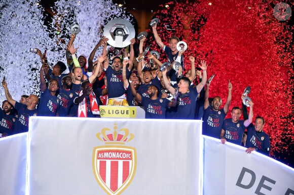 Les joueurs de l'AS Monaco ont fêté leur titre de champions de France de Ligue 1 à l'issue du match contre l'AS Saint-Etienne (2-0) le 17 mai 2017 au Stade Louis-II. © Bruno Bebert/Bestimage