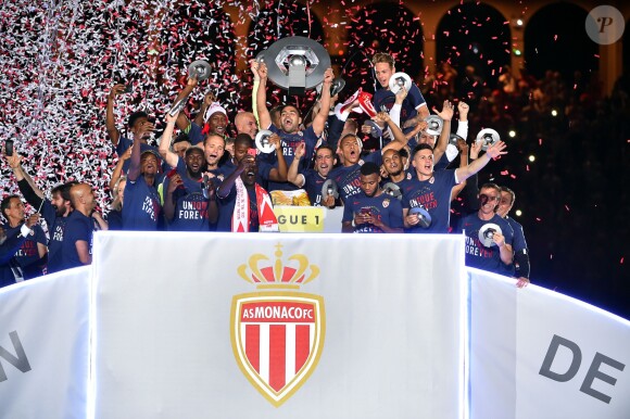 Les joueurs de l'AS Monaco ont fêté leur titre de champions de France de Ligue 1 à l'issue du match contre l'AS Saint-Etienne (2-0) le 17 mai 2017 au Stade Louis-II. © Bruno Bebert/Bestimage
