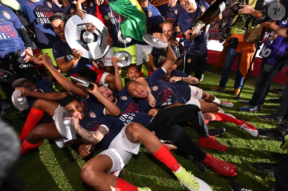 Les joueurs de l'AS Monaco ont fêté leur titre de champions de France de Ligue 1 à l'issue du match contre l'AS Saint-Etienne (2-0) le 17 mai 2017 au Stade Louis-II. © Bruno Bebert/Bestimage