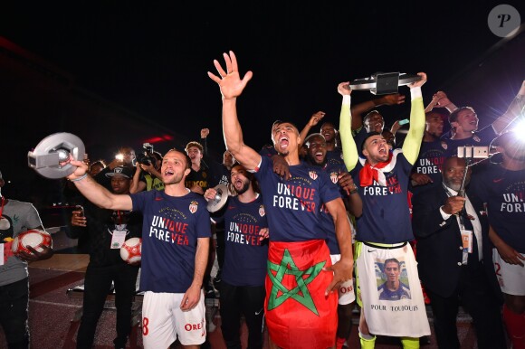 Les joueurs de l'AS Monaco ont fêté leur titre de champions de France de Ligue 1 à l'issue du match contre l'AS Saint-Etienne (2-0) le 17 mai 2017 au Stade Louis-II. © Bruno Bebert/Bestimage