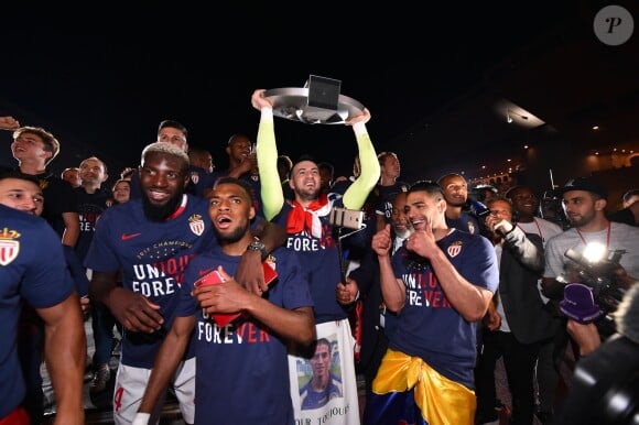 Les joueurs de l'AS Monaco ont fêté leur titre de champions de France de Ligue 1 à l'issue du match contre l'AS Saint-Etienne (2-0) le 17 mai 2017 au Stade Louis-II. © Bruno Bebert/Bestimage